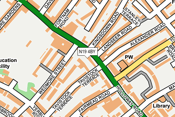 N19 4BY map - OS OpenMap – Local (Ordnance Survey)
