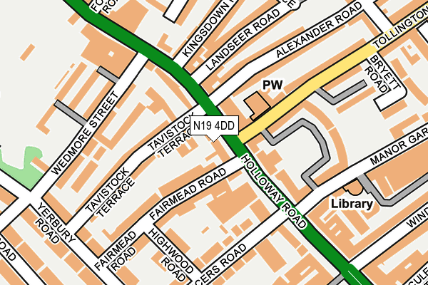 N19 4DD map - OS OpenMap – Local (Ordnance Survey)