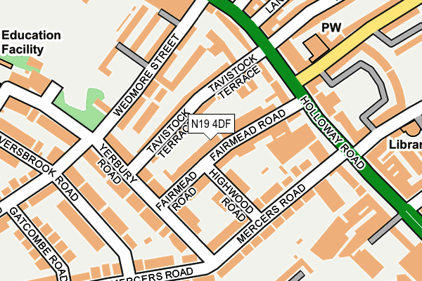 N19 4DF map - OS OpenMap – Local (Ordnance Survey)