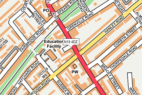 N19 4DZ map - OS OpenMap – Local (Ordnance Survey)