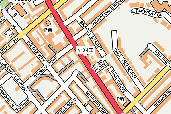 N19 4EB map - OS OpenMap – Local (Ordnance Survey)