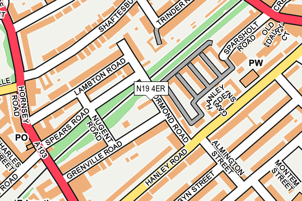 N19 4ER map - OS OpenMap – Local (Ordnance Survey)