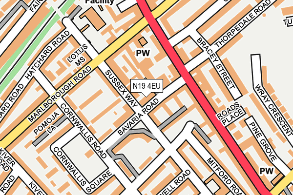 N19 4EU map - OS OpenMap – Local (Ordnance Survey)