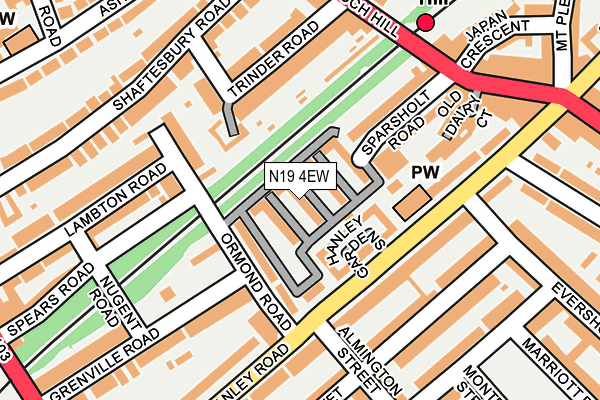 N19 4EW map - OS OpenMap – Local (Ordnance Survey)