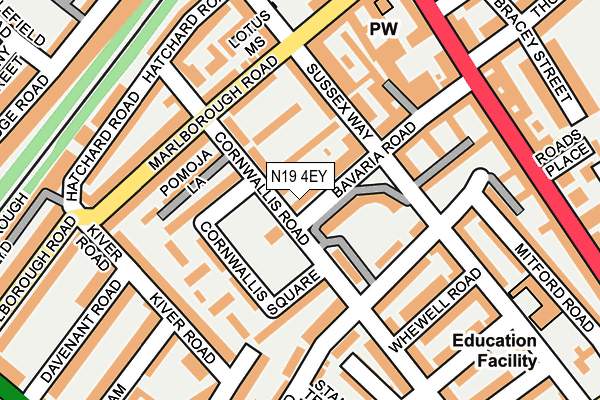N19 4EY map - OS OpenMap – Local (Ordnance Survey)