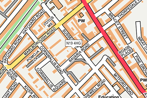 N19 4HG map - OS OpenMap – Local (Ordnance Survey)
