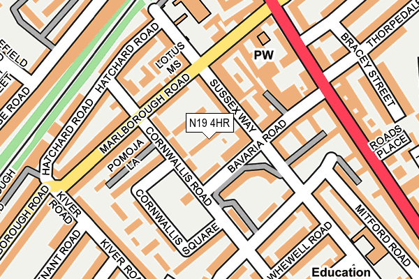 N19 4HR map - OS OpenMap – Local (Ordnance Survey)
