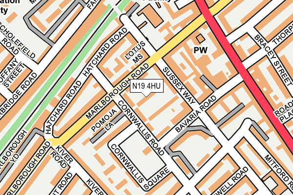N19 4HU map - OS OpenMap – Local (Ordnance Survey)
