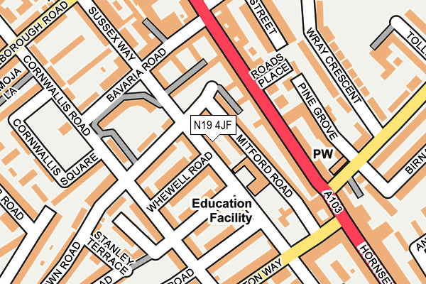 N19 4JF map - OS OpenMap – Local (Ordnance Survey)