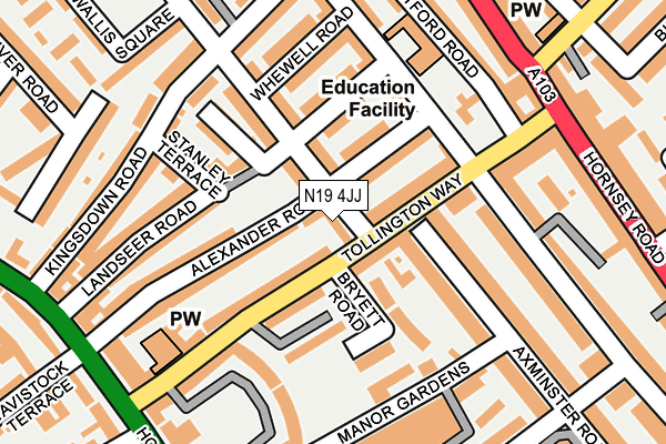 N19 4JJ map - OS OpenMap – Local (Ordnance Survey)