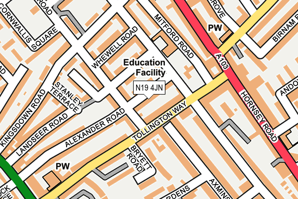 N19 4JN map - OS OpenMap – Local (Ordnance Survey)