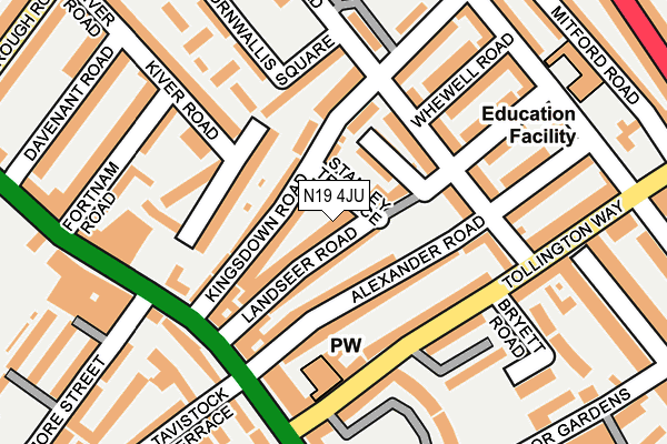 N19 4JU map - OS OpenMap – Local (Ordnance Survey)