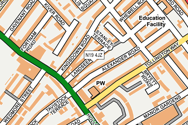 N19 4JZ map - OS OpenMap – Local (Ordnance Survey)