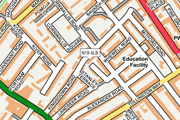 N19 4LB map - OS OpenMap – Local (Ordnance Survey)