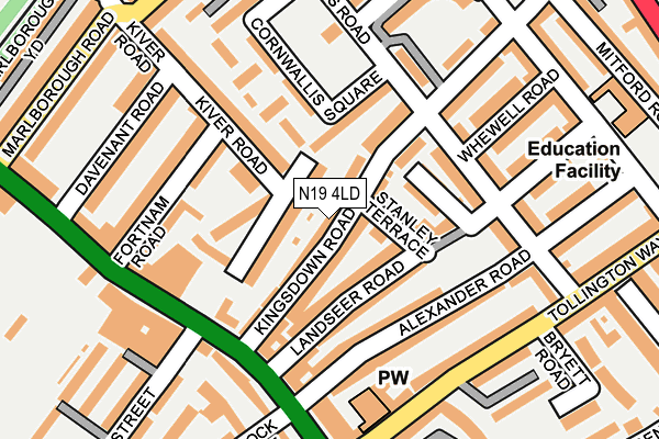 N19 4LD map - OS OpenMap – Local (Ordnance Survey)