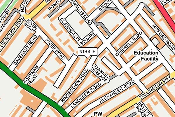 N19 4LE map - OS OpenMap – Local (Ordnance Survey)