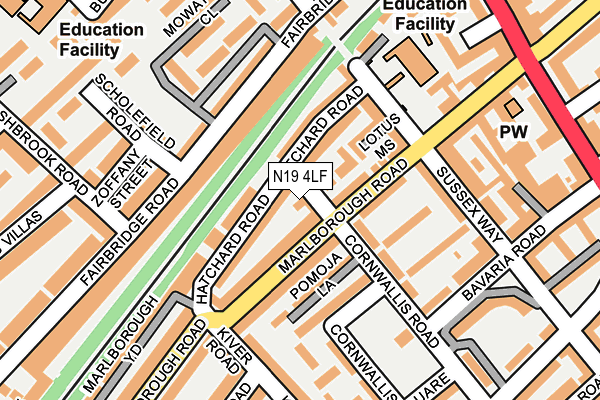 N19 4LF map - OS OpenMap – Local (Ordnance Survey)
