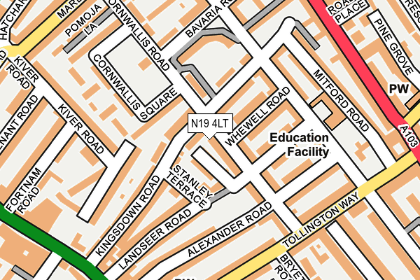 N19 4LT map - OS OpenMap – Local (Ordnance Survey)
