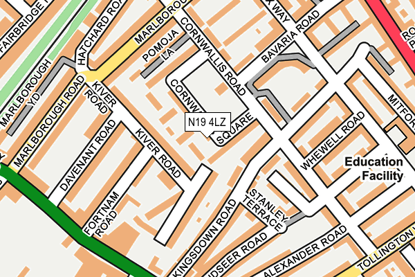 N19 4LZ map - OS OpenMap – Local (Ordnance Survey)