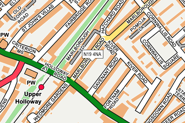 N19 4NA map - OS OpenMap – Local (Ordnance Survey)