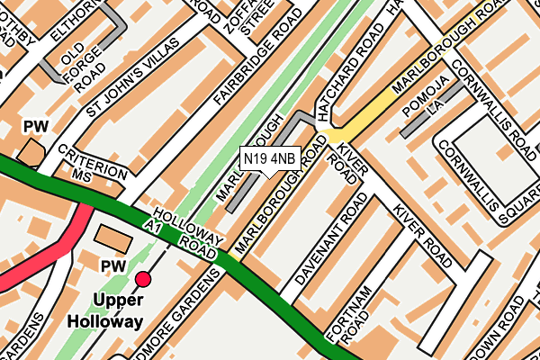 N19 4NB map - OS OpenMap – Local (Ordnance Survey)