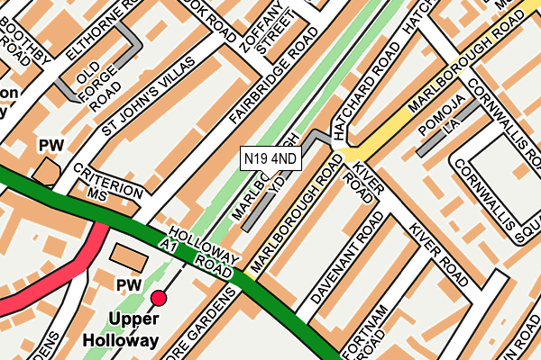 N19 4ND map - OS OpenMap – Local (Ordnance Survey)