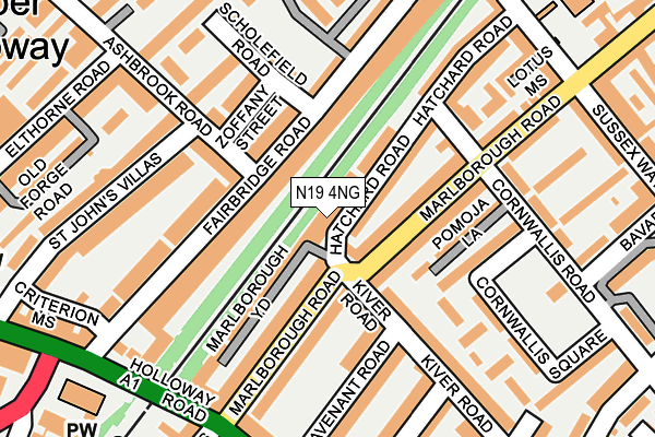 N19 4NG map - OS OpenMap – Local (Ordnance Survey)