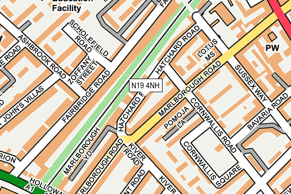 N19 4NH map - OS OpenMap – Local (Ordnance Survey)