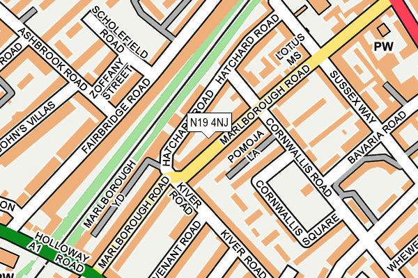 N19 4NJ map - OS OpenMap – Local (Ordnance Survey)