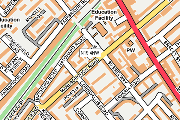 N19 4NW map - OS OpenMap – Local (Ordnance Survey)