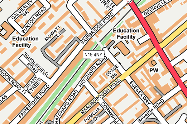 N19 4NY map - OS OpenMap – Local (Ordnance Survey)