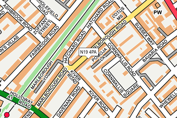 N19 4PA map - OS OpenMap – Local (Ordnance Survey)