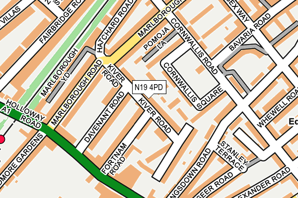 N19 4PD map - OS OpenMap – Local (Ordnance Survey)
