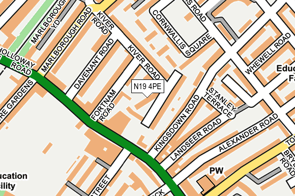 N19 4PE map - OS OpenMap – Local (Ordnance Survey)