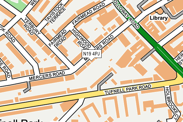 N19 4PJ map - OS OpenMap – Local (Ordnance Survey)