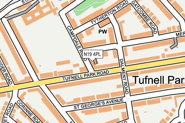 N19 4PL map - OS OpenMap – Local (Ordnance Survey)