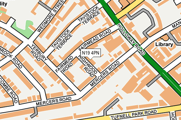 N19 4PN map - OS OpenMap – Local (Ordnance Survey)