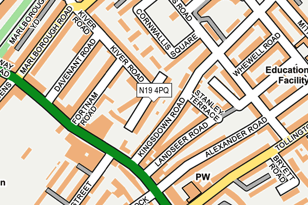 N19 4PQ map - OS OpenMap – Local (Ordnance Survey)