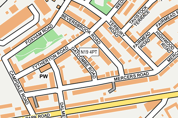 N19 4PT map - OS OpenMap – Local (Ordnance Survey)