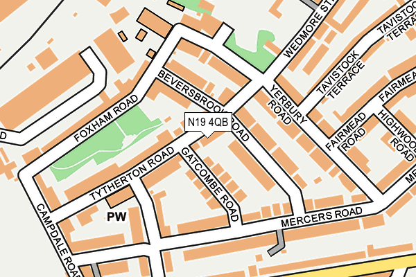 N19 4QB map - OS OpenMap – Local (Ordnance Survey)