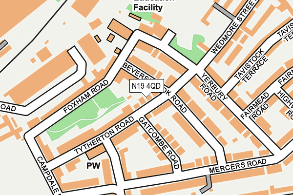 N19 4QD map - OS OpenMap – Local (Ordnance Survey)