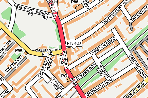 N19 4QJ map - OS OpenMap – Local (Ordnance Survey)