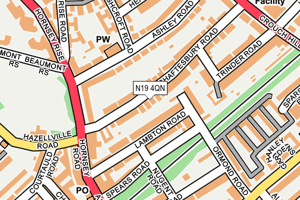 N19 4QN map - OS OpenMap – Local (Ordnance Survey)