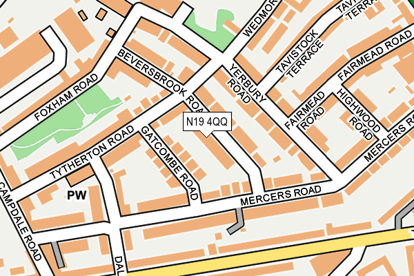 N19 4QQ map - OS OpenMap – Local (Ordnance Survey)