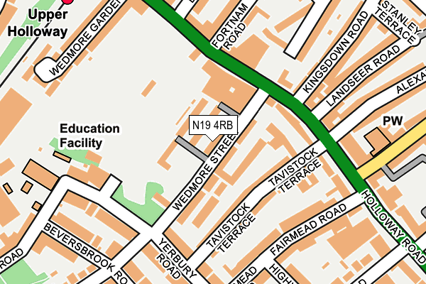 N19 4RB map - OS OpenMap – Local (Ordnance Survey)