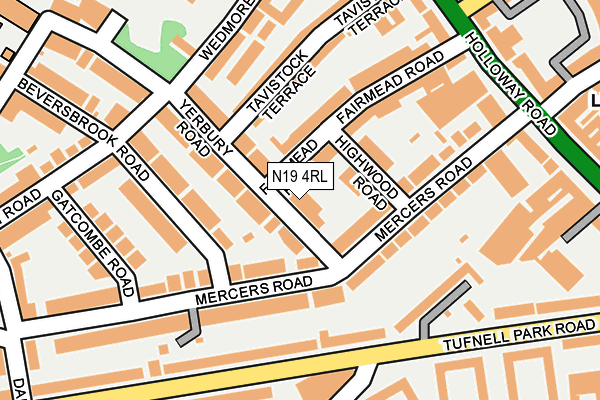N19 4RL map - OS OpenMap – Local (Ordnance Survey)