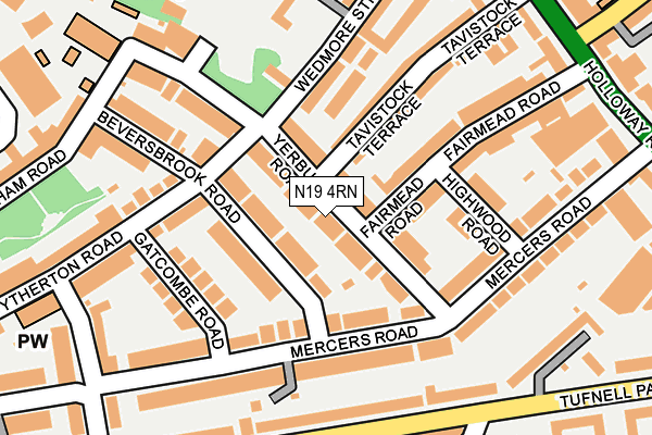 N19 4RN map - OS OpenMap – Local (Ordnance Survey)