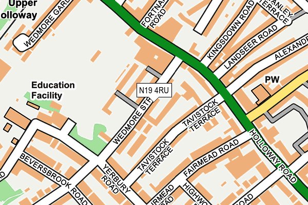 N19 4RU map - OS OpenMap – Local (Ordnance Survey)