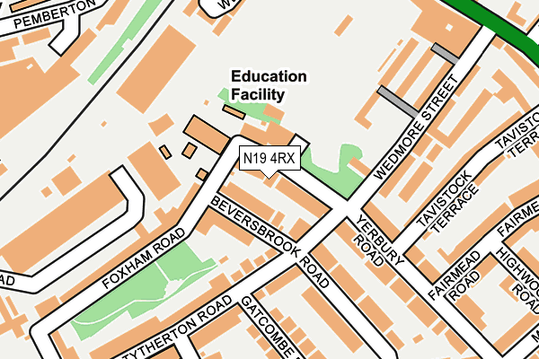 N19 4RX map - OS OpenMap – Local (Ordnance Survey)