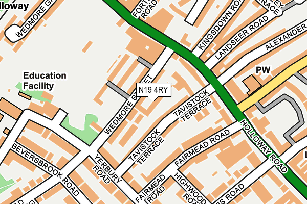 N19 4RY map - OS OpenMap – Local (Ordnance Survey)